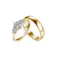 TOUPOP 14k White Gold Plated Moissanite Personalized Wedding Rings Set-0-5