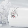 wholesale 925 Sterling Silver Red Fox in Heart Pendant Necklace for Women Girls Gifts Jewelry Accessories-0-1