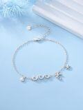 wholesale 925 Sterling Silver Evil Eye Palm Tree Starfish Shell Charm Anklet 925-0-1