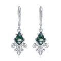 wholesale 925 Sterling Silver Green Labradorite Fleur-de-Lis Leverback Drop Earrings-0-0