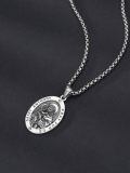 wholesale 925 Sterling Silver Saint Anthony Pray For Us Oval Medal Pendant Necklace-0-3