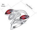wholesale Sterling Silver Leaf Ring with Birthstone Adjustable Wrap Promise Engagement Wedding Rings for Women-0-72