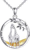 wholesale 925 Sterling Silver Giraffe Family Tree of Life Pendant Necklaces for Women Girls I Love You Forever s 45cm Chain Length-0-0