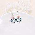 wholesale 925 Sterling Silver Blue Crystal Rose Heart Mom Drop Earrings-0-3