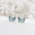 wholesale 925 Sterling Silver Abalone Shell Butterfly Floral Hoop Earrings for Women - Trendy Birthday Gifts-0-2