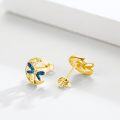 wholesale 925 Sterling Silver Blue Enamel Celtic Moon Dragonfly Stud Earrings Irish  for Women Girls-0-2