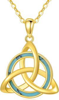 wholesale 14K Gold Turquoise Triquetra Pendant Necklace for Women - 18 Inches Chain-Turquoise Celtic