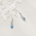 wholesale 925 Sterling Silver Feather Shape Turquoise Stone Dangle Earrings  for Women and Moms-0-2