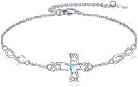 wholesale 925 Sterling Silver Infinity & Celtic Knot Moonstone Cross Charm Bracelet  for Women-Cross Celtic