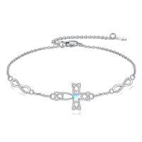 wholesale 925 Sterling Silver Infinity & Celtic Knot Moonstone Cross Charm Bracelet  for Women-Cross Celtic