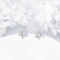 wholesale 925 Sterling Silver Moonstone Snowflake Stud Earrings - Hypoallergenic  for Women-0-1