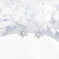 wholesale 925 Sterling Silver Moonstone Snowflake Stud Earrings - Hypoallergenic  for Women-0-1