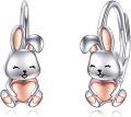 wholesale 925 Sterling Silver Rabbit Heart Huggie Hoop Earrings for Women Gift-0-0