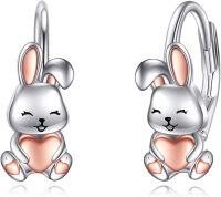 wholesale 925 Sterling Silver Rabbit Heart Huggie Hoop Earrings for Women Gift-Bunny