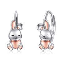 wholesale 925 Sterling Silver Adorable Rabbit Heart Earrings-Bunny
