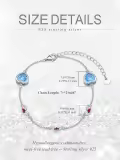 wholesale 925 Sterling Silver Heart-Shaped Stone & Leaf Charm Adjustable Bracelet Gift for Women and Girls-0-1