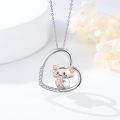 wholesale 925 Sterling Silver Cute Axolotl Heart Pendant Necklace With Rose Gold Cz Crystals-0-1