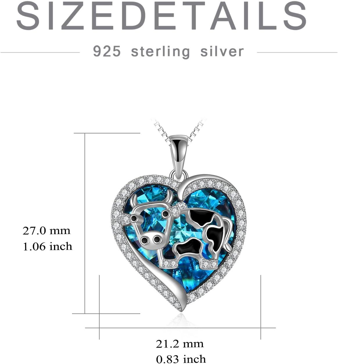  Sterling Silver Cow Necklace Jewelry Gift for Women Girls Mom Sister -0-3