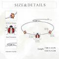 wholesale 925 Sterling Silver Ladybug & Flower Charm Anklet for Women - Adjustable Beach Foot Chain s-0-3