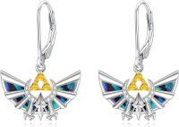 wholesale TOUPOP Game Earrings 925 Sterling Silver Anime Triforce Legend Drop Dangle Earrings Abalone Shell Jewelry Gifts For Men Women Birthday Graduation Presents Gifts -undefined