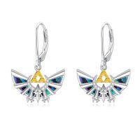 TOUPOP Sterling Silver Abalone Shell Anime Triforce Legend Dangle Earrings-undefined