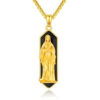 wholesale 925 Sterling Silver Virgin Mary Pendant with Black Onyx Stone Chain Necklace-St Frances Cabrini