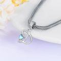 wholesale 925 Sterling Silver Heart-Shaped Blue Moonstone Initial N Charm Pendant Necklace Gift-0-12