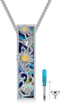 wholesale Sterling Silver Abalone Shell Cremation Jewelry Urn Necklace-Hummingbird