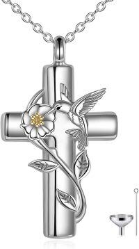 wholesale 925 Sterling Silver Hummingbird/Ladybug/Dragonfly Urn Necklace for Ashes Cross Cremation Jewelry for Women-hummingbird