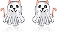 wholesale 925 Sterling Silver Cat Ghost Stud Earrings for Women and Girls - Cute Animal Jewelry Accessories-Cat