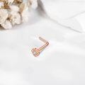 wholesale 925 Sterling Silver Plated Rose Gold Flower Cubic Zirconia L-Shaped Nose Ring (18g/20g)-0-3