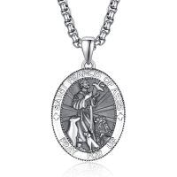 wholesale 925 Sterling Silver Patron Saint Medal Amulet Necklace for Men 2 5mm 22 +2 Chain-A29-Saint Francis of Assisi