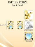 wholesale 925 Sterling Silver Tiger Heart Moonstone Stud Earrings for Women - Hypoallergenic -0-5
