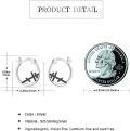 wholesale 925 Sterling Silver Cross Hoop Earrings with Black Stone - Religious  for Women-0-5