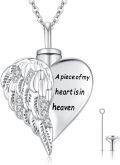 wholesale 925 Sterling Silver Angel Wing Heart Cremation Jewelry Keepsake Urn Necklace with Funnel and Fill Kit-0-0