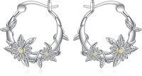 wholesale Sterling Silver Animal Hoop Earrings Cute Small Jewelry Gifts for Women Girls-Daisy hoop earrings