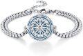 wholesale 925 Sterling Silver Compass Charm Bracelet with Chain - Adjustable Size s for Women-0-17