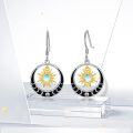 wholesale 925 Sterling Silver Sun and Moon Drop Earrings with Opalite Stone-0-4