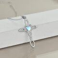 wholesale 925 Sterling Silver Celtic Knot Cross with Opalite Heart Pendant Necklace for Women Girls Irish Infinity Love s 45cm Chain Length-0-2