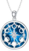 wholesale 925 Sterling Silver Lapis Lazuli Moon Phase Pendant with Diamonds - 18+2 Chain s for Her-0-0