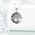 wholesale 925 Sterling Silver Oxidized Crescent Moon Tree Of Life Cubic Zirconia Pendant Necklace-0-4