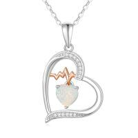 wholesale 925 Sterling Silver Heart Pendant With Peridot And Rose Gold Ecg Design-10-Oct-Opal
