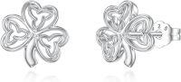 wholesale 925 Sterling Silver Clover Stud Earrings Irish  for Her-Celtic Knot A