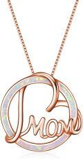 wholesale 925 Sterling Silver Opal Heart Mom Pendant Necklace - Mother's Day Gifts for Mom & Grandmother-0-0