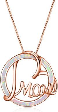 wholesale 925 Sterling Silver Opal Heart Mom Pendant Necklace - Mother's Day Gifts for Mom & Grandmother-C-circle opal necklace