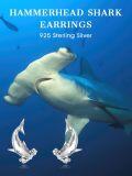wholesale 925 Sterling Silver Hammerhead Shark Stud Earrings - Ocean Themed Beach  for Her-0-5