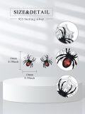 wholesale 925 Sterling Silver Spider Web Stud Earrings with Red Crystal Eyes Halloween  for Women-0-1
