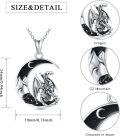 wholesale 925 Sterling Silver Crescent Moon Dragon Pendant Necklace for Women Men Gothic Style  48cm Chain Length-0-1