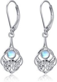wholesale 925 Sterling Silver Celtic Knot Moonstone Drop Earrings - Halloween Gift for Her-Celtic