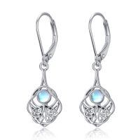 wholesale 925 Sterling Silver Celtic Knot Moonstone Drop Earrings Platinum Plated For Women-Celtic